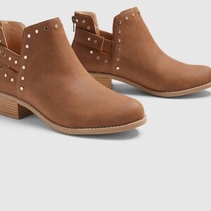 Lane Bryant Studded Tan Ankle Boots, Size 10W